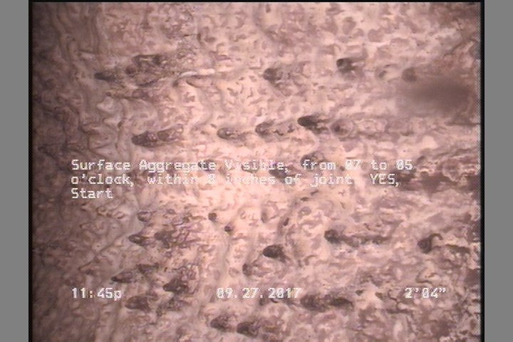 Surface Aggregate Visible, from 07 to 05 o'clock, within 8 inches of joint: YES, Start