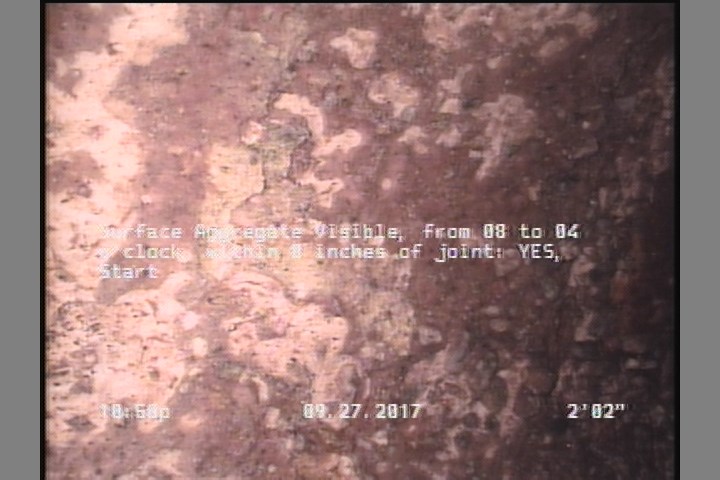 Surface Aggregate Visible, from 08 to 04 o'clock, within 8 inches of joint: YES, Start