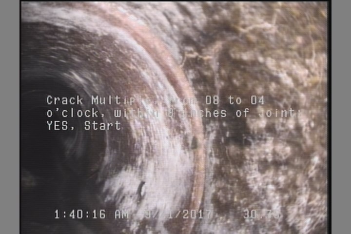 Crack Multiple, from 08 to 04 o'clock, within 8 inches of joint: YES, Start