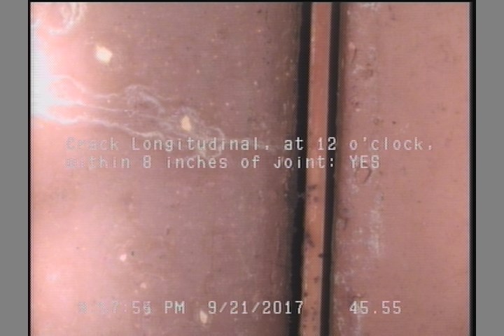 Crack Longitudinal, at 12 o'clock, within 8 inches of joint: YES