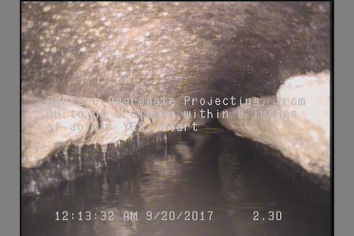 Surface Aggregate Projecting, from 08 to 04 o'clock, within 8 inches of joint: YES, Start