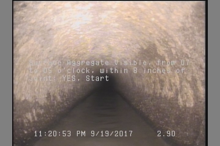 Surface Aggregate Visible, from 07 to 05 o'clock, within 8 inches of joint: YES, Start
