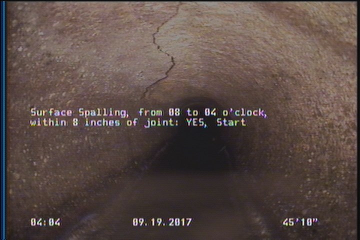 Surface Spalling, from 08 to 04 o'clock, within 8 inches of joint: YES, Start