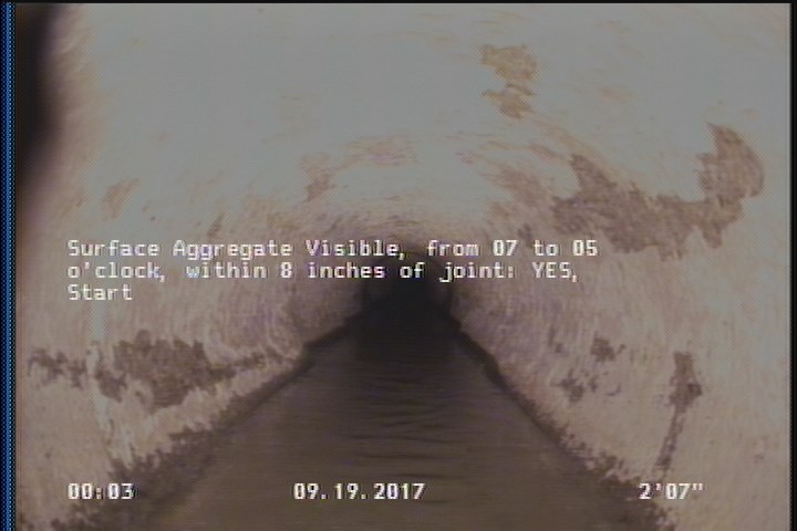 Surface Aggregate Visible, from 07 to 05 o'clock, within 8 inches of joint: YES, Start