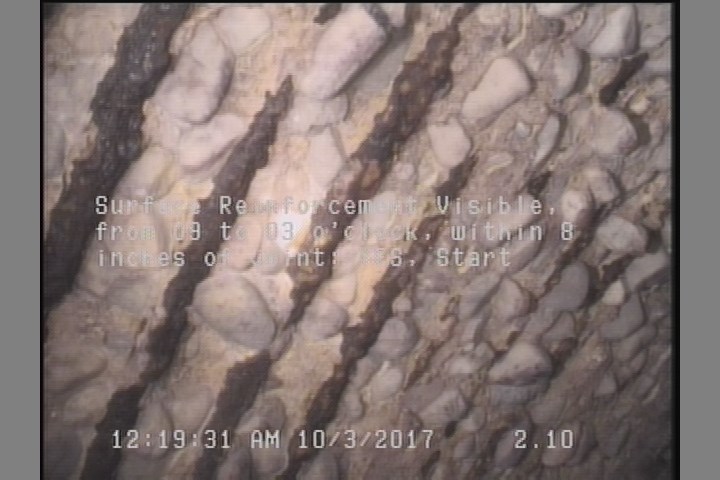 Surface Reinforcement Visible, from 09 to 03 o'clock, within 8 inches of joint: YES, Start