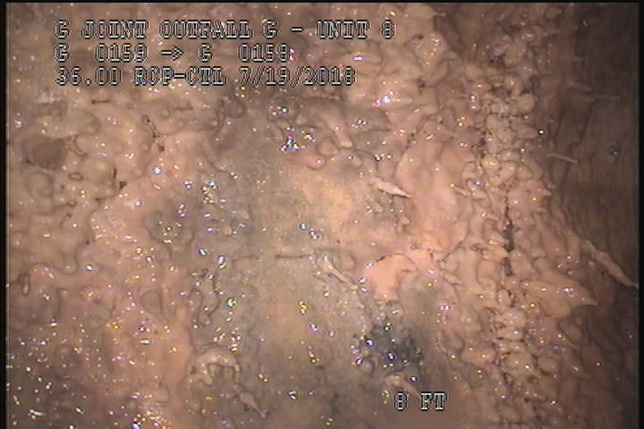 Deposits Attached Grease, 2 %of cross sectional area, from 08 to 04 o'clock, , within 8 inches of joint: YES, Start