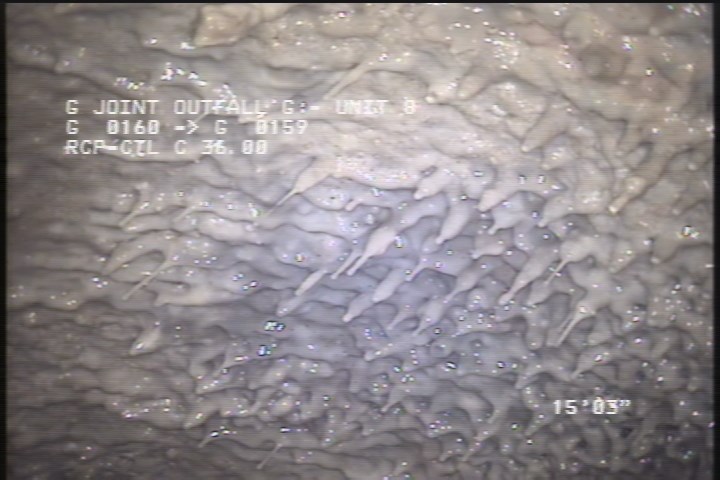 Deposits Attached Grease, 2 %of cross sectional area, from 08 to 04 o'clock, , within 8 inches of joint: YES, Start