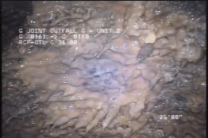 Deposits Attached Grease, 2 %of cross sectional area, from 08 to 04 o'clock, , within 8 inches of joint: YES, Start