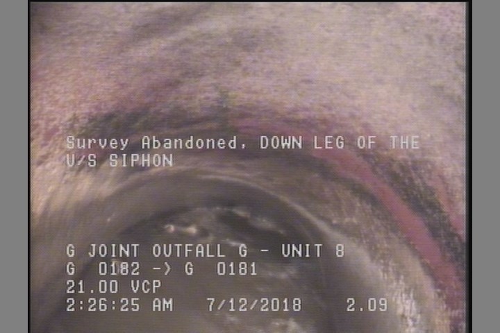 Survey Abandoned - DOWN LEG OF THE U/S SIPHON