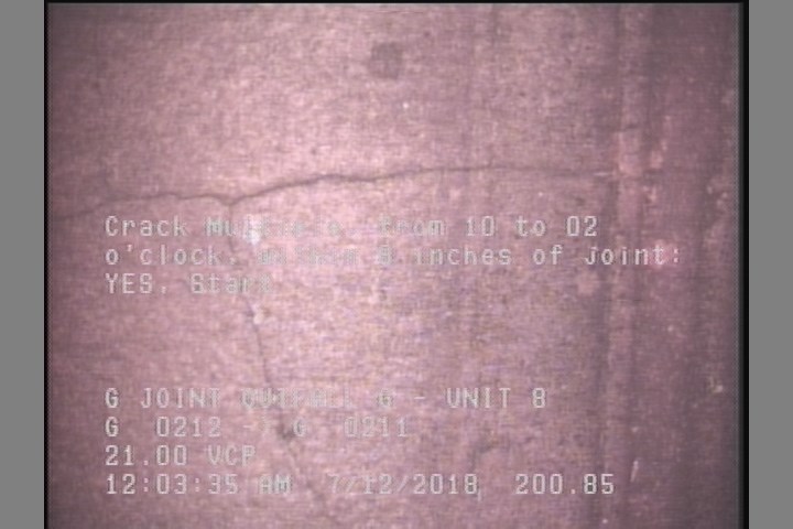 Crack Multiple, from 10 to 02 o'clock, within 8 inches of joint: YES, Start