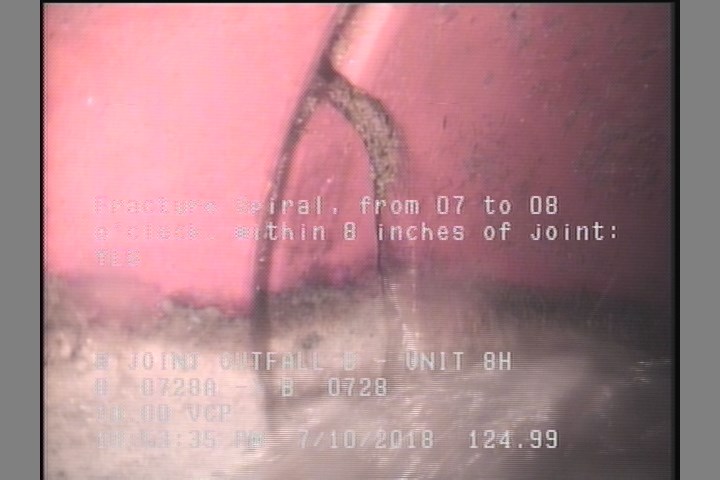 Fracture Spiral, from 07 to 08 o'clock, within 8 inches of joint: YES