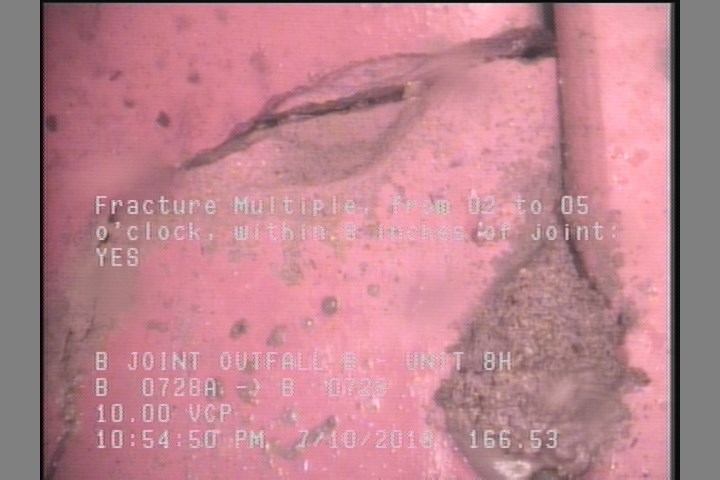 Fracture Multiple, from 02 to 05 o'clock, within 8 inches of joint: YES