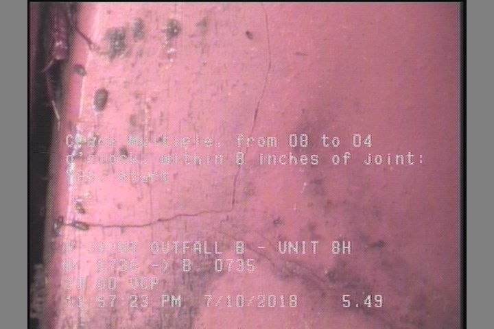 Crack Multiple, from 08 to 04 o'clock, within 8 inches of joint: YES, Start