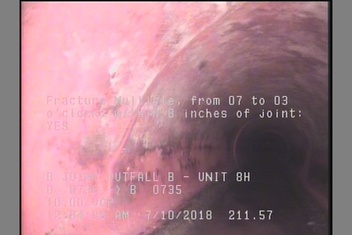 Fracture Multiple, from 07 to 03 o'clock, within 8 inches of joint: YES
