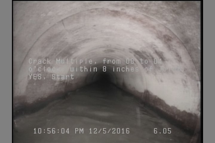 Crack Multiple, from 08 to 04 o'clock, within 8 inches of joint: YES, Start