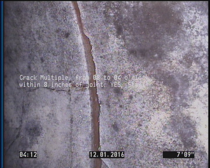 Crack Multiple, from 08 to 04 o'clock, within 8 inches of joint: YES, Start