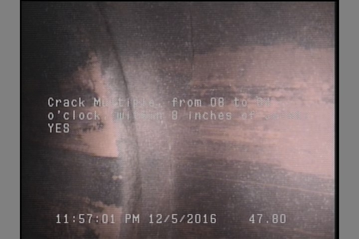 Crack Multiple, from 08 to 04 o'clock, within 8 inches of joint: YES