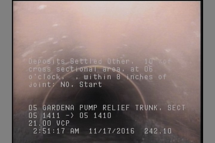 Deposits Settled Other, 10 %of cross sectional area, at 06 o'clock, , within 8 inches of joint: NO, Start