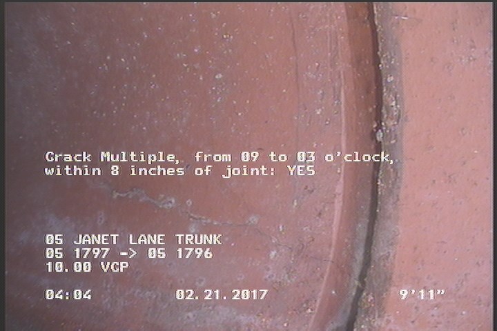 Crack Multiple, from 09 to 03 o'clock, within 8 inches of joint: YES