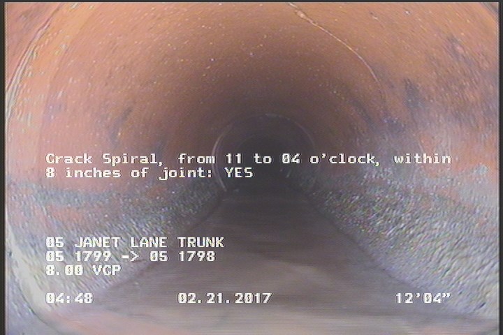 Crack Spiral, from 11 to 04 o'clock, within 8 inches of joint: YES