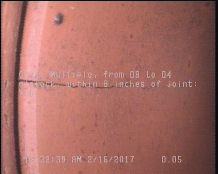 Crack Multiple, from 08 to 04 o'clock, within 8 inches of joint: YES, Start