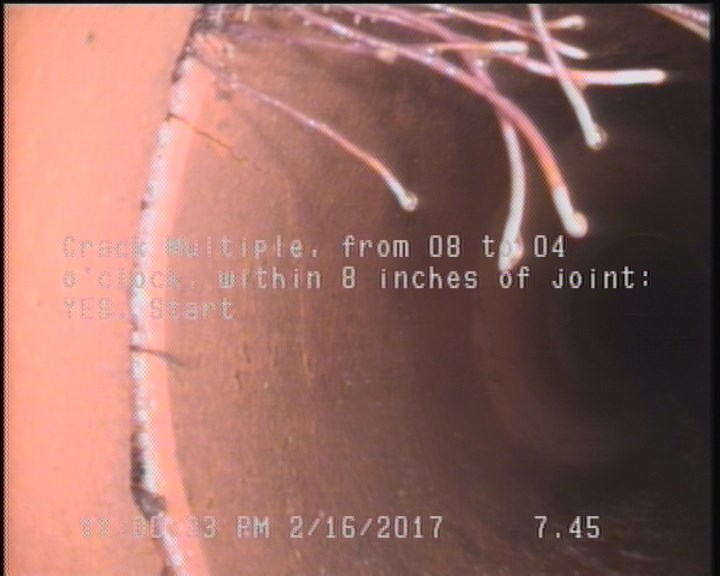 Crack Multiple, from 08 to 04 o'clock, within 8 inches of joint: YES, Start