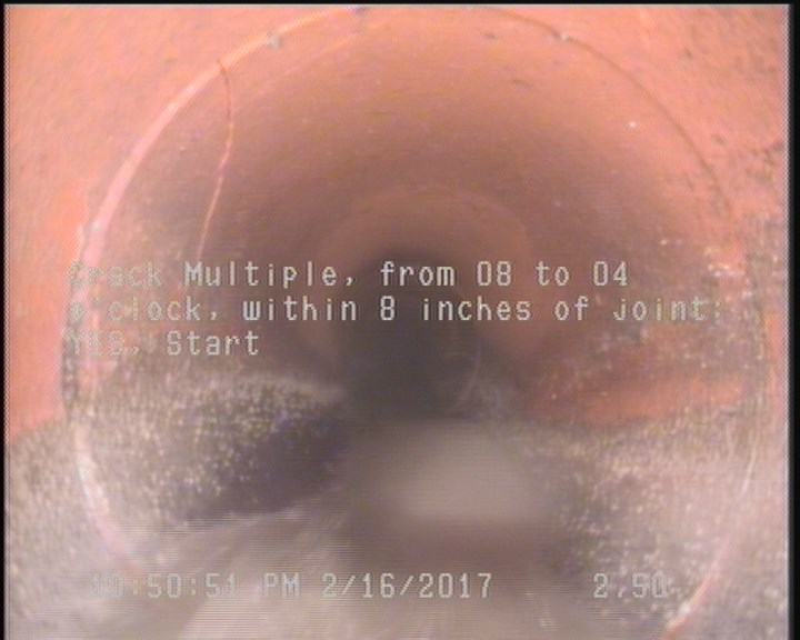 Crack Multiple, from 08 to 04 o'clock, within 8 inches of joint: YES, Start