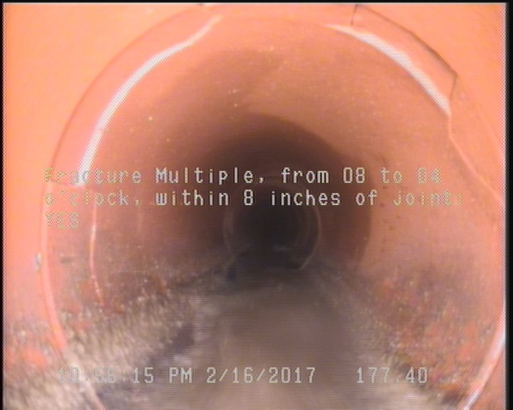 Fracture Multiple, from 08 to 04 o'clock, within 8 inches of joint: YES