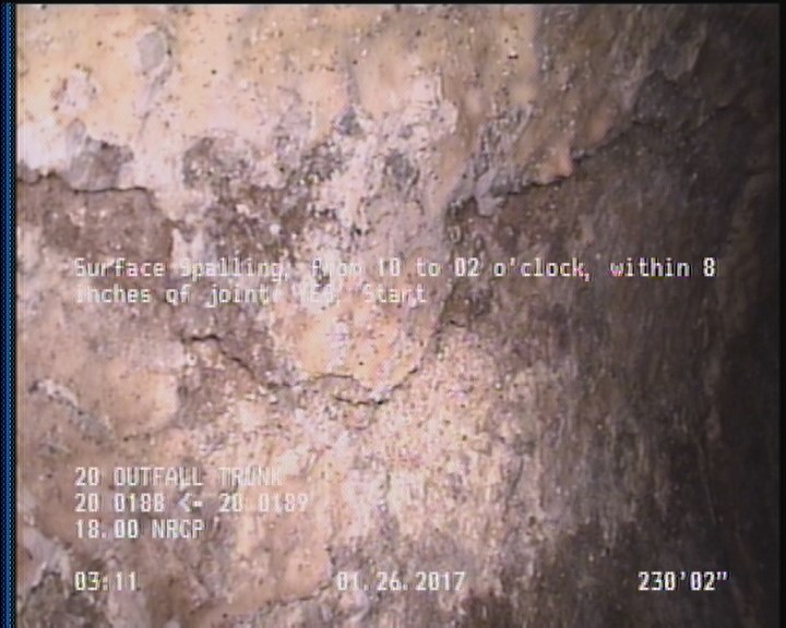 Surface Spalling, from 10 to 02 o'clock, within 8 inches of joint: YES, Start