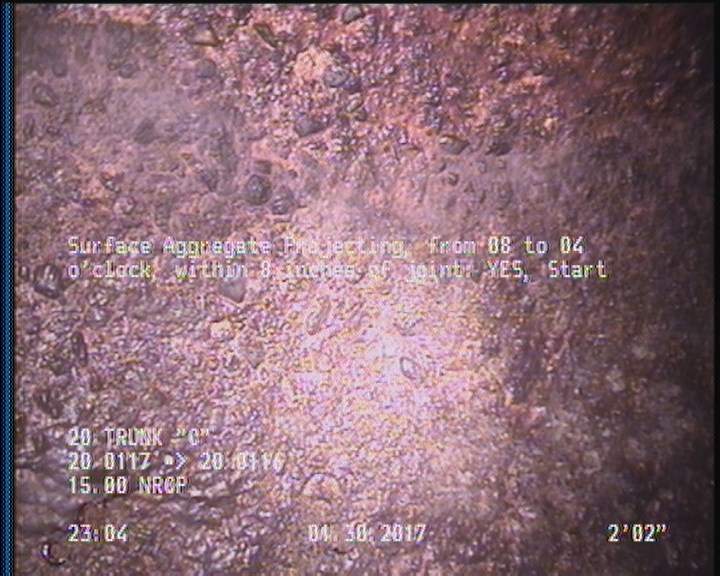 Surface Aggregate Projecting, from 08 to 04 o'clock, within 8 inches of joint: YES, Start