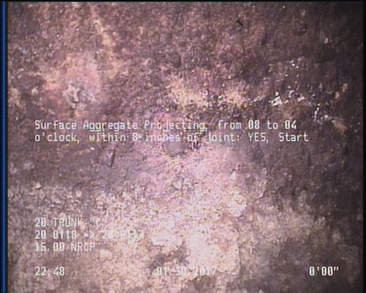 Surface Aggregate Projecting, from 08 to 04 o'clock, within 8 inches of joint: YES, Start