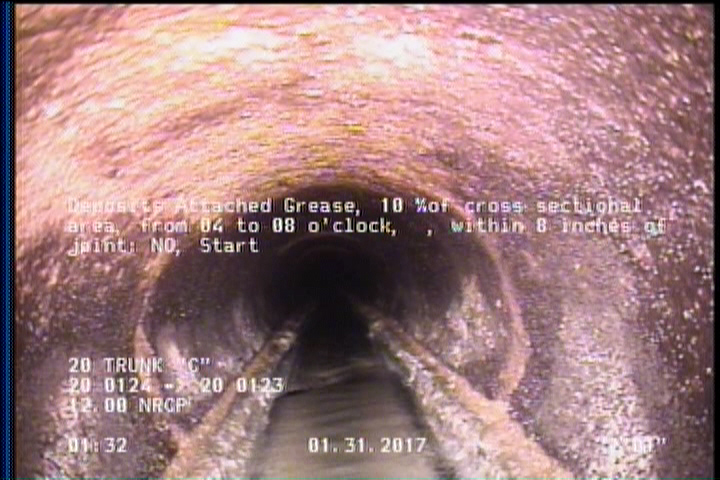 Deposits Attached Grease, 10 %of cross sectional area, from 04 to 08 o'clock, , within 8 inches of joint: NO, Start