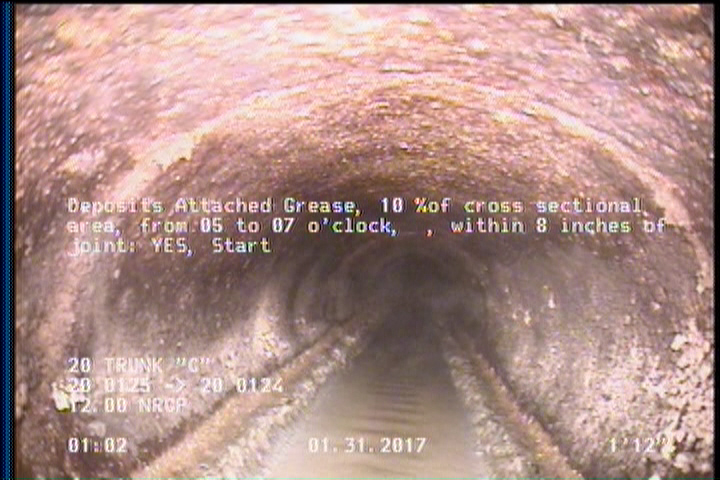 Deposits Attached Grease, 10 %of cross sectional area, from 05 to 07 o'clock, , within 8 inches of joint: YES, Start