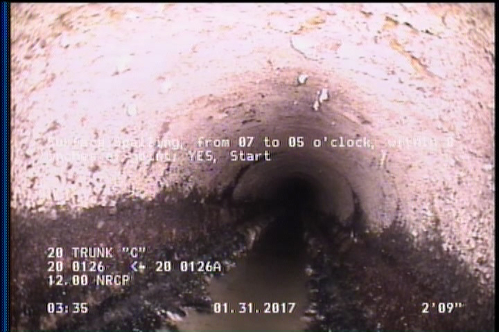 Surface Spalling, from 07 to 05 o'clock, within 8 inches of joint: YES, Start