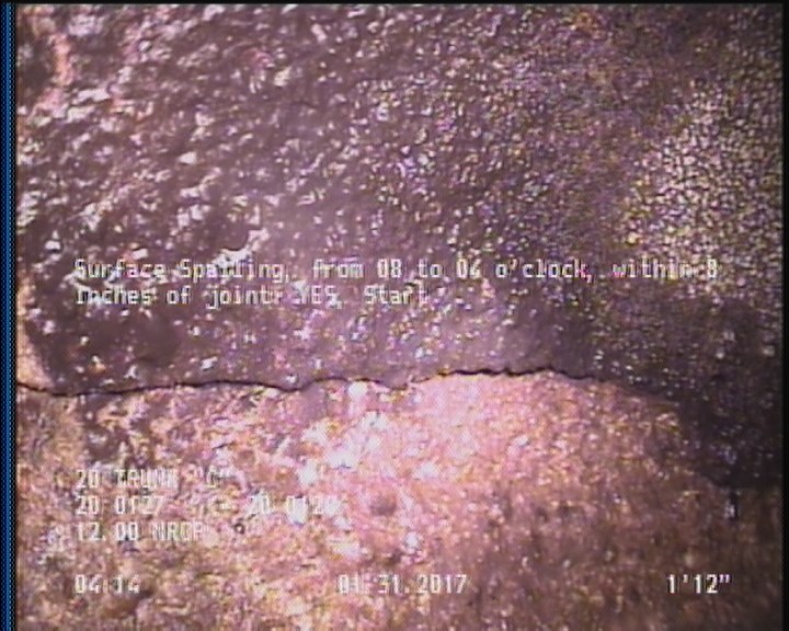 Surface Spalling, from 08 to 04 o'clock, within 8 inches of joint: YES, Start