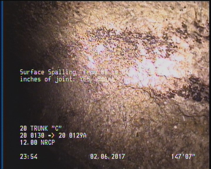 Surface Spalling, from 08 to 04 o'clock, within 8 inches of joint: YES, Start