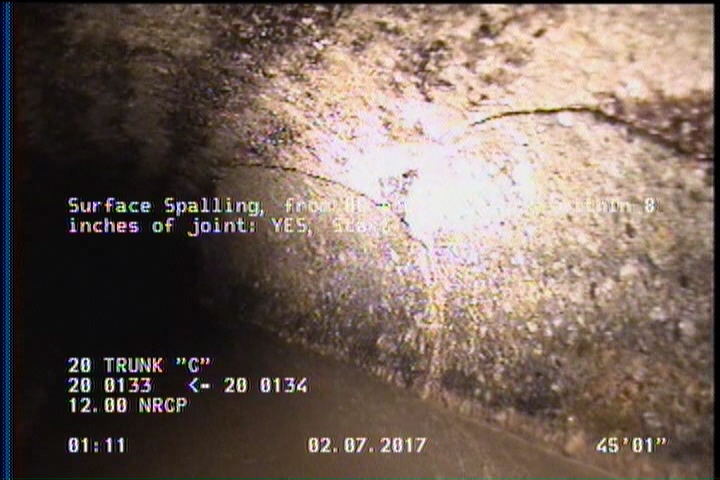 Surface Spalling, from 08 to 04 o'clock, within 8 inches of joint: YES, Start
