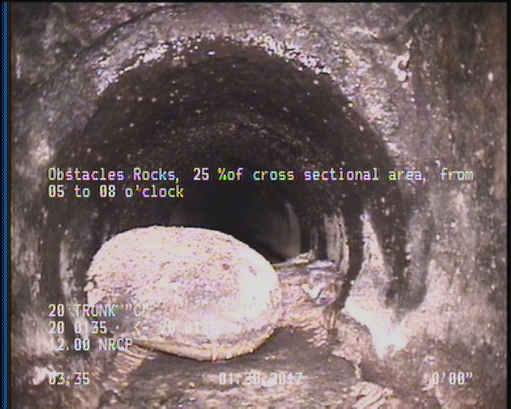 Obstacles Rocks, 25 %of cross sectional area, from 05 to 08 o'clock