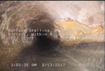 Surface Spalling, from 08 to 04 o'clock, within 8 inches of joint: YES, Start