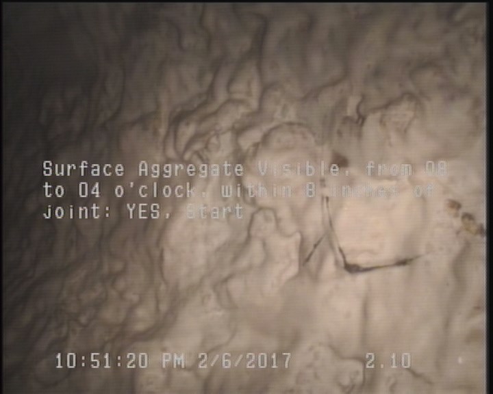 Surface Aggregate Visible, from 08 to 04 o'clock, within 8 inches of joint: YES, Start