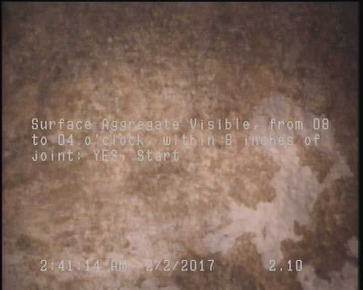 Surface Aggregate Visible, from 08 to 04 o'clock, within 8 inches of joint: YES, Start