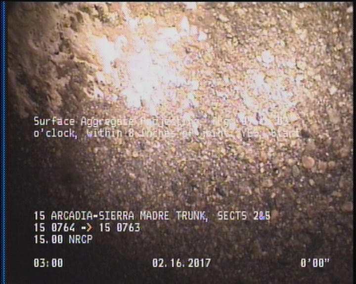 Surface Aggregate Projecting, from 09 to 03 o'clock, within 8 inches of joint: YES, Start