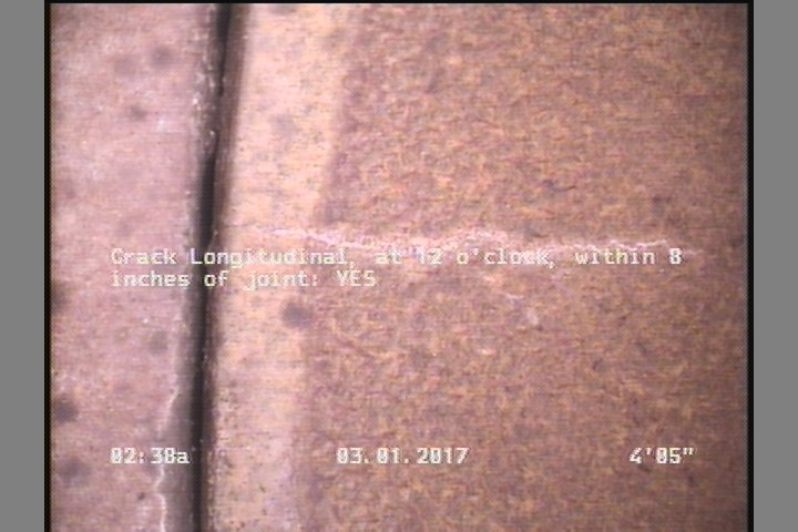Crack Longitudinal, at 12 o'clock, within 8 inches of joint: YES