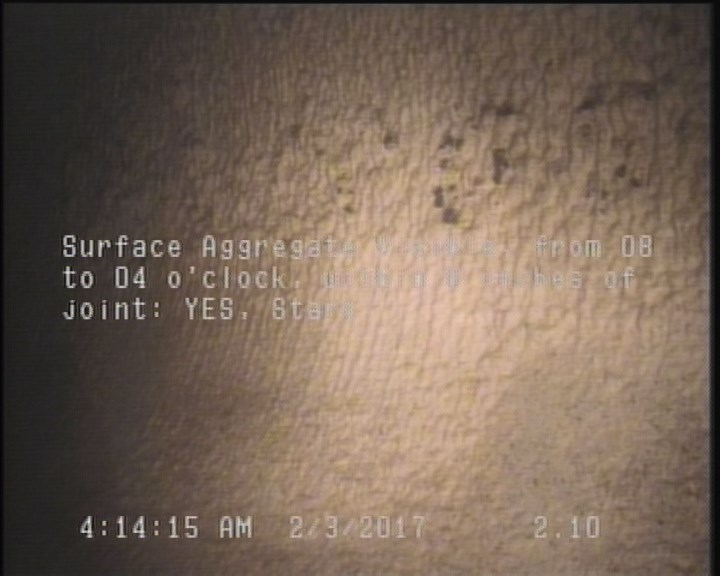 Surface Aggregate Visible, from 08 to 04 o'clock, within 8 inches of joint: YES, Start