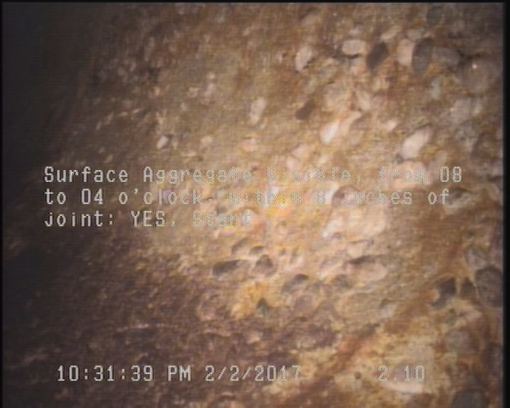 Surface Aggregate Visible, from 08 to 04 o'clock, within 8 inches of joint: YES, Start