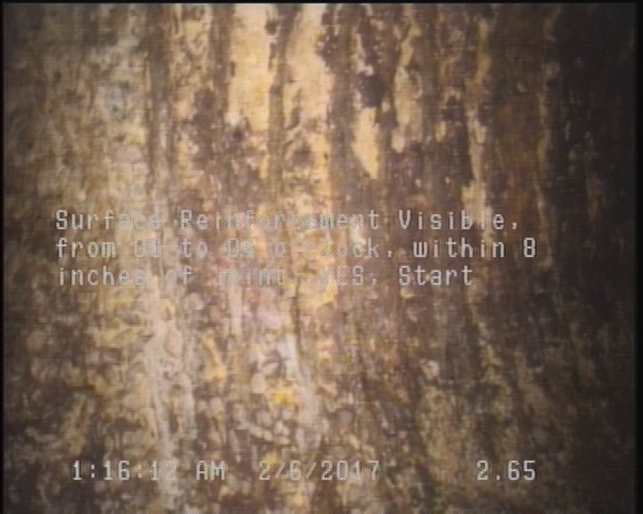 Surface Reinforcement Visible, from 08 to 04 o'clock, within 8 inches of joint: YES, Start
