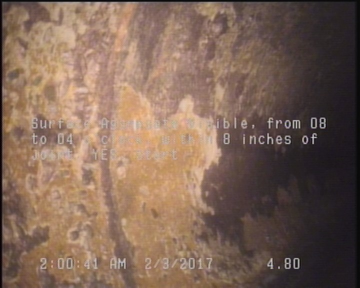 Surface Aggregate Visible, from 08 to 04 o'clock, within 8 inches of joint: YES, Start