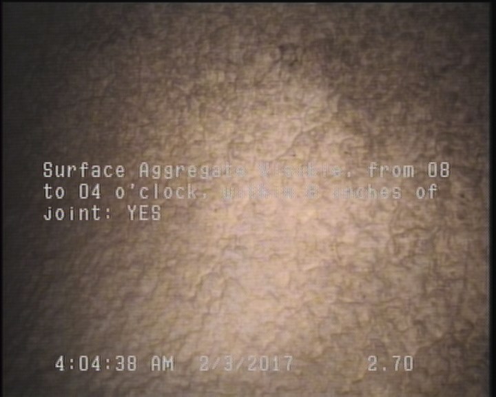 Surface Aggregate Visible, from 08 to 04 o'clock, within 8 inches of joint: YES