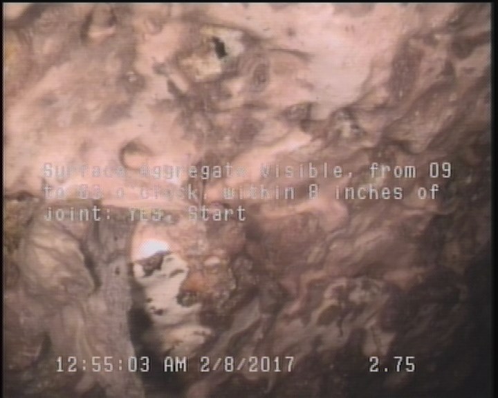 Surface Aggregate Visible, from 09 to 03 o'clock, within 8 inches of joint: YES, Start