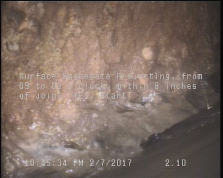 Surface Aggregate Projecting, from 09 to 03 o'clock, within 8 inches of joint: YES, Start